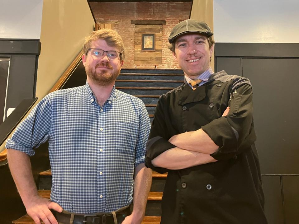John Allen, left, and Chef Tom Hughes are excited about the opening of The Queen City Bistro, a new restaurant in downtown Staunton at 23 E. Beverley St.