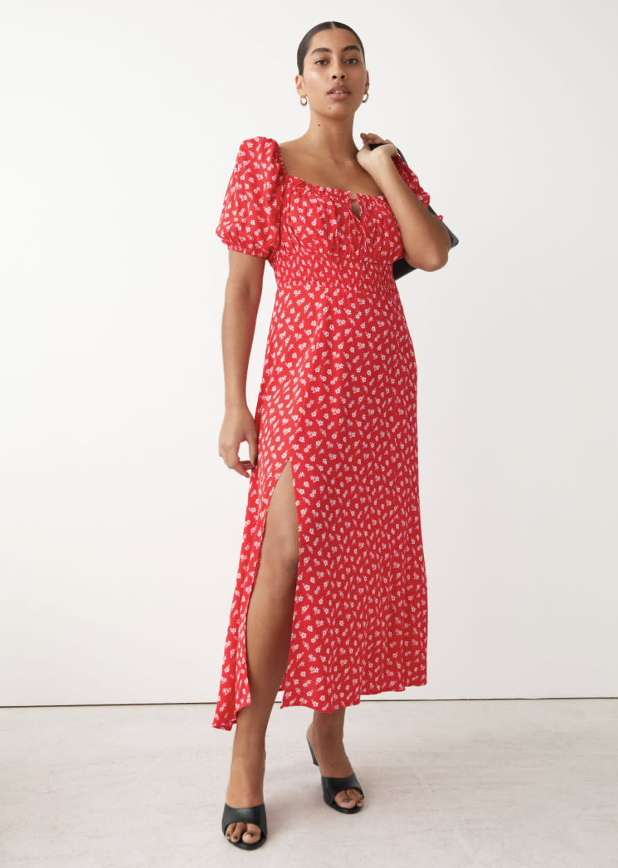 & Other Stories Smocked Midi Dress