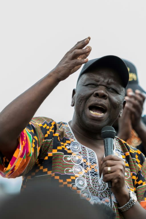 Zimbabwe opposition leader Morgan Tsvangirai addresses supporters in March in Zimbabwe