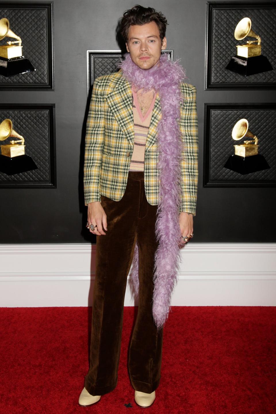 Harry Styles at THE 63rd ANNUAL GRAMMY® AWARDS, broadcast live from the STAPLES Center in Los Angeles, Sunday, March 14, 2021 (8:00-11:30 PM, live ET/5:00-8:30 PM, live PT) on the CBS Television Network and Paramount+.