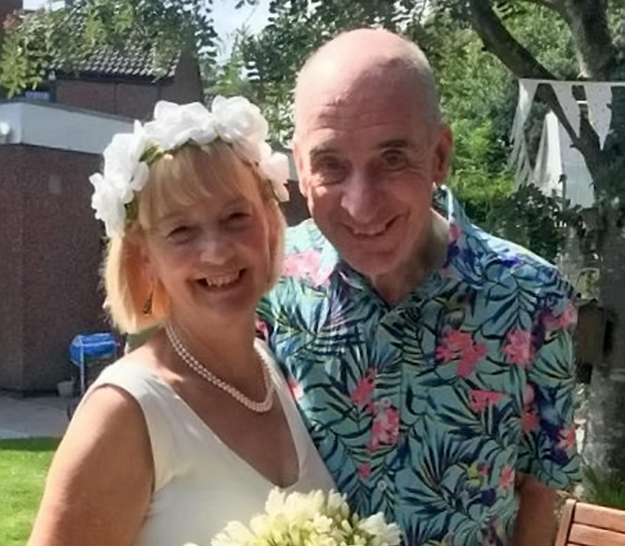 Bill and Anne Duncan on their second wedding August 2019. (Anne Duncan/SWNS)