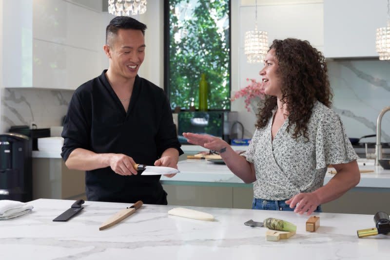 Stephanie Izard learns about sushi from Mike Chu. Photo courtesy of Tastemade