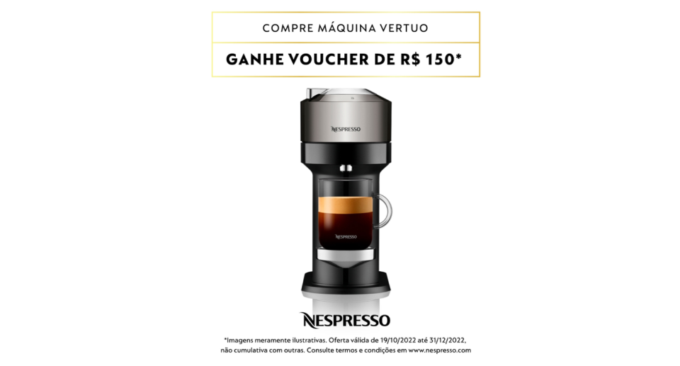 Cafeteira Nespresso Vertuo Next Cromada em um . Foto: Divulga&#xe7;&#xe3;o/Fast Shop