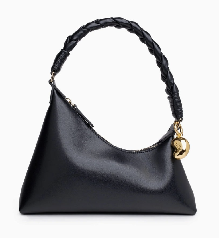 black shoulder purse with braided strap