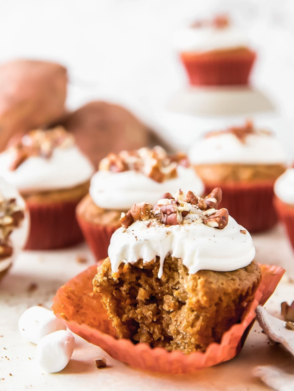 <p>If You Give a Blonde a Cookie</p><p>Sweet potato cupcakes are tender, soft treats topped with fluffy marshmallow frosting. They’re a perfect addition to the Thanksgiving dessert table!​​​​​​</p><p><strong>Get the recipe: <a href="https://www.ifyougiveablondeakitchen.com/sweet-potato-cupcakes/" rel="nofollow noopener" target="_blank" data-ylk="slk:Sweet Potato Cupcakes;elm:context_link;itc:0;sec:content-canvas" class="link ">Sweet Potato Cupcakes</a></strong></p>