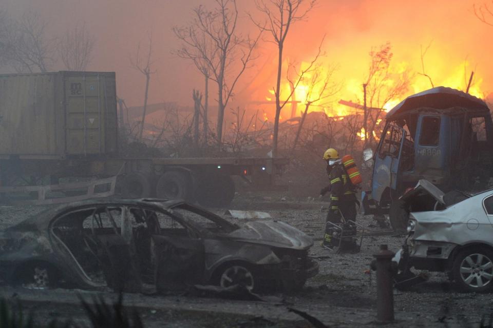 A fire in Tianjin not a battlefield in Ukraine (AFP/Getty)