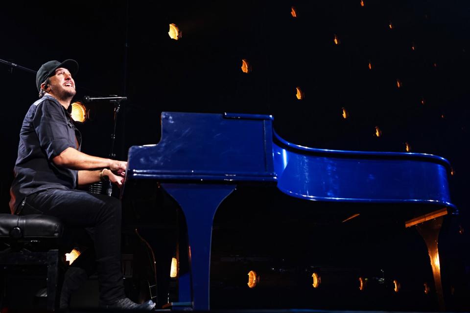 Luke Bryan performs during the opening night of his residency at Resorts World Las Vegas on February 11, 2022 in Las Vegas, Nevada.