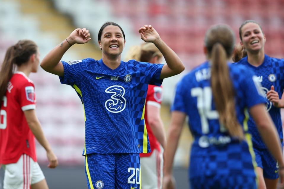 Sam Kerr scored twice as Chelsea thrashed Manchester United in the WSL  (Getty Images)