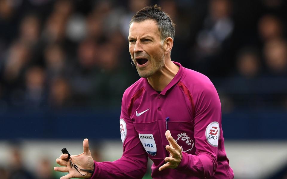 Referee, Mark Clattenburg reacts the Premier League match between West Bromwich Albion and Leicester City at The Hawthorns on April 29, 2017 in West Bromwich, England - GETTY IMAGES