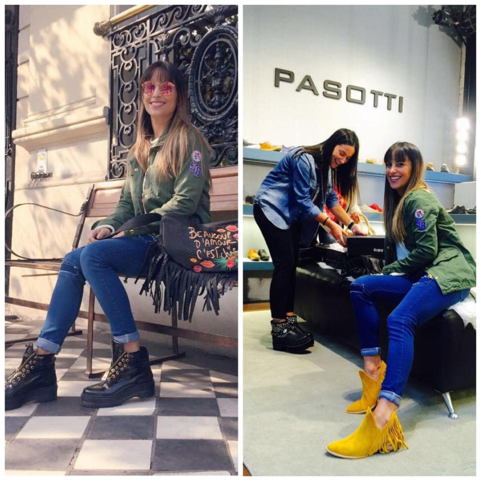 Paseo palermitano. Ni el frío la detuvo a la hora de salir a disfrutar el otoño porteño ¡y de hacer shopping! “Lindo sábado de paseo por Palermo Soho, probándome todo”, expresó la bailarina de 29 años. - Foto: Instagram.com/lourdessanchezok