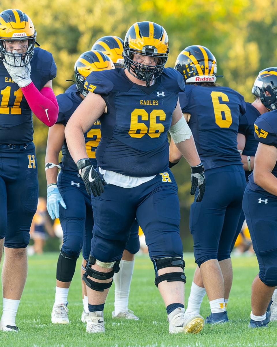 Junior Cooper Pyle (66) will be a third-year starter on Hartland's offensive line in 2023.