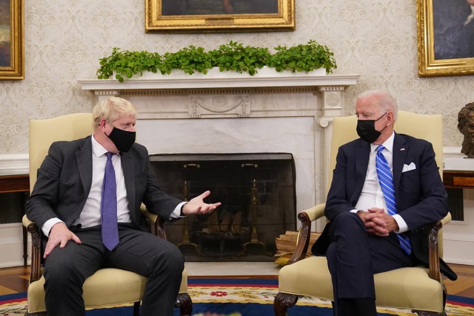 Boris Johnson meets with Joe Biden at the White House (PA)