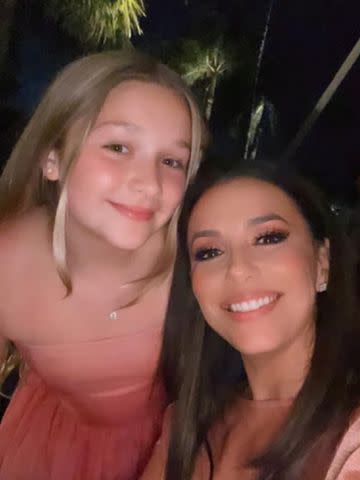 <p>Eva Longoria Instagram</p> Harper Seven Beckham with her godmother, Eva Longoria