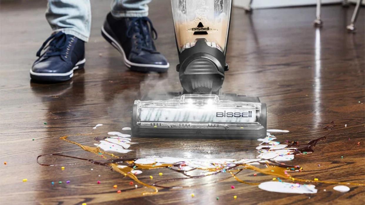  The Bissell CrossWave Hydrosteam cleaning a mess 