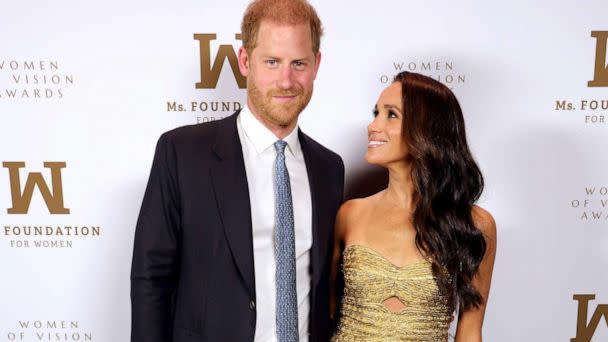 PHOTO: Prince Harry, Duke of Sussex and Meghan, The Duchess of Sussex attend the Ms. Foundation Women of Vision Awards: Celebrating Generations of Progress & Power at Ziegfeld Ballroom on May 16, 2023 in New York City. (Kevin Mazur/Getty Images)