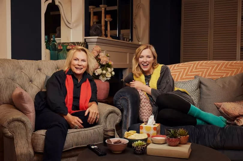 Jennifer Saunders and daughter Beattie Edmonson on Gogglebox sofa