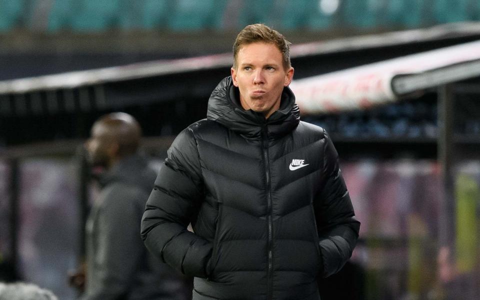 Julian Nagelsmann of RB Leipzig looks on during the Bundesliga match between RB Leipzig and Borussia Dortmund  - DeFodi Images