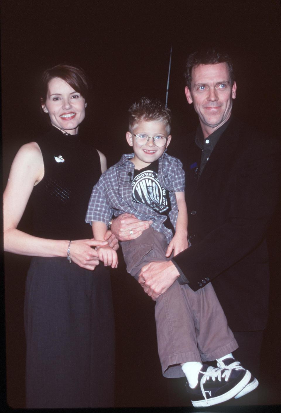 2/8/99 New York, NY Geena Davis, Hugh Laurie, and Jonathan Lipnicki at the premiere of "Stuart Little."