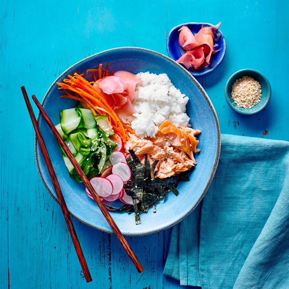 february seasonal recipes smoked salmon poke bowl