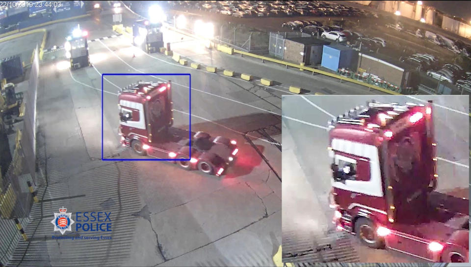 Maurice Robinson's cab arriving at Port of Purfleet. (PA/Essex Police)