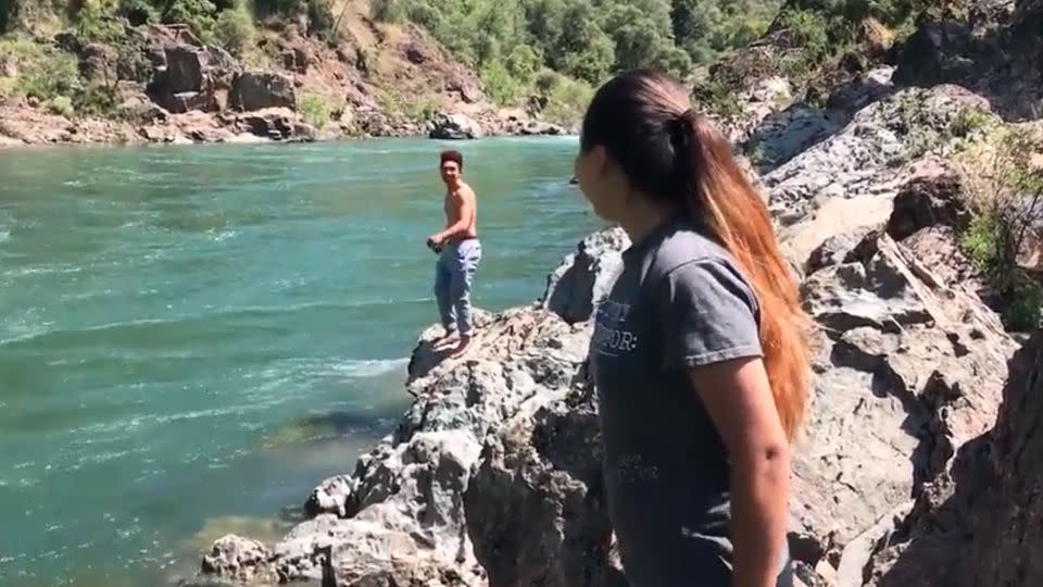 Raymond Cabalfin Jr was laughing with his friends before he jumped into the river. Source: Vimeo