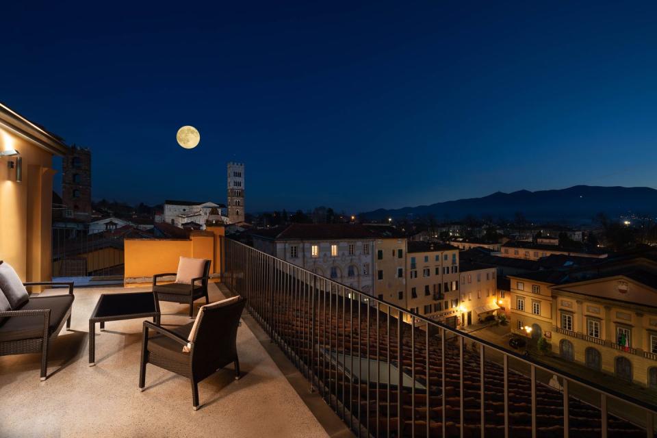 moonlit view from rooftop of grand universe hotel