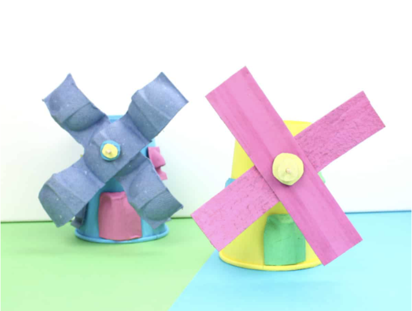 crafts for kids recycled windmill made of a paper cups and egg cartons