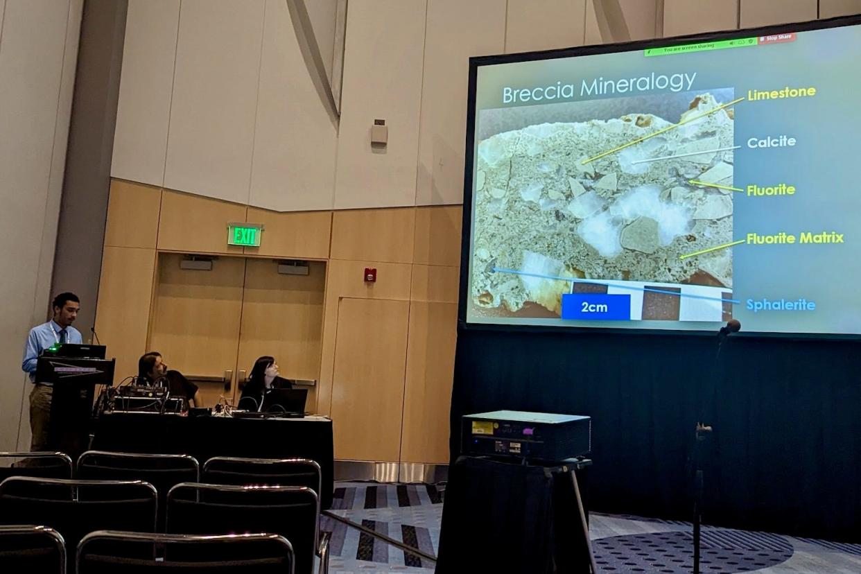 Dairian Boddy presenting at the Geological Society of America annual meeting in Denver, Colorado.