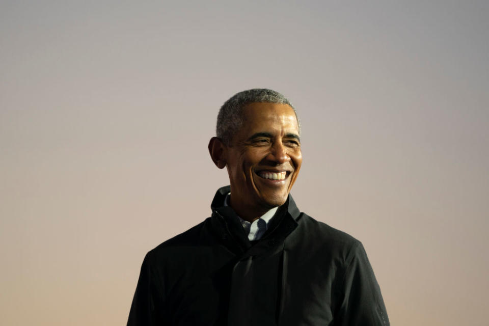 Barack Obama is #ageing goals, pictured in October 2020. (Getty Images)