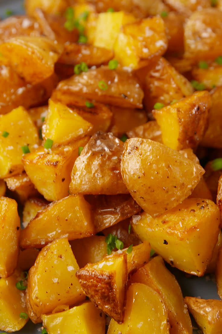 <p>Roasted potatoes >>> chips.</p><p>Get the recipe from <a href="https://www.delish.com/cooking/recipe-ideas/recipes/a51677/salt-vinegar-crispy-potatoes-recipes/" rel="nofollow noopener" target="_blank" data-ylk="slk:Delish;elm:context_link;itc:0;sec:content-canvas" class="link ">Delish</a>.</p>