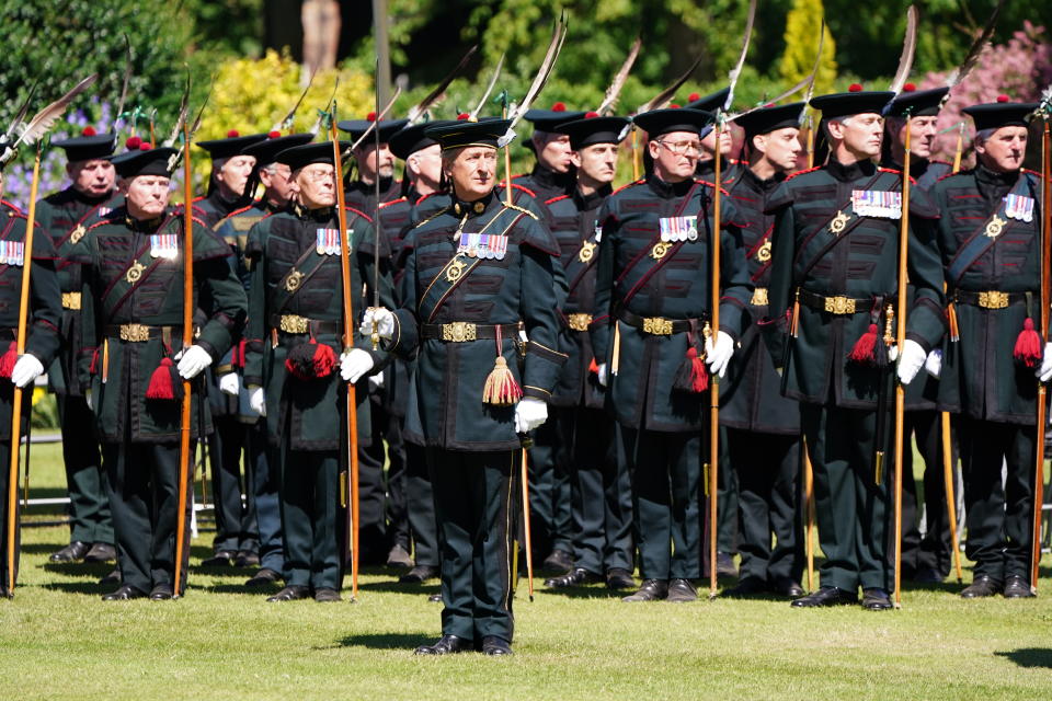 Members of the Royal Company of Archers taking part in the Reddendo ceremony (Jane Barlow/PA)