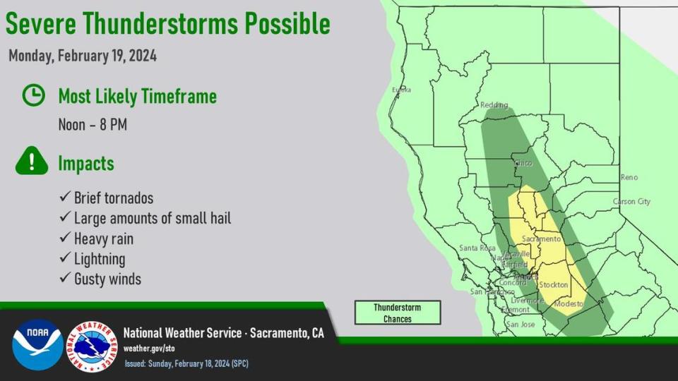 National Weather Service precipitation forecast, Monday, Feb. 19, 2024.