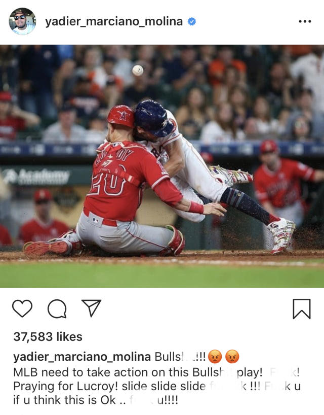 Yadier Molina calls out Jake Marisnick for violent home plate
