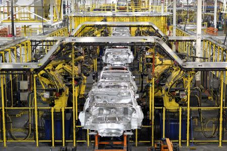 FILE PHOTO: Chevrolet Cruze chassis move along the assembly line at the General Motors Cruze assembly plant in Lordstown, Ohio July 22, 2011. REUTERS/Aaron Josefczyk/File Photo