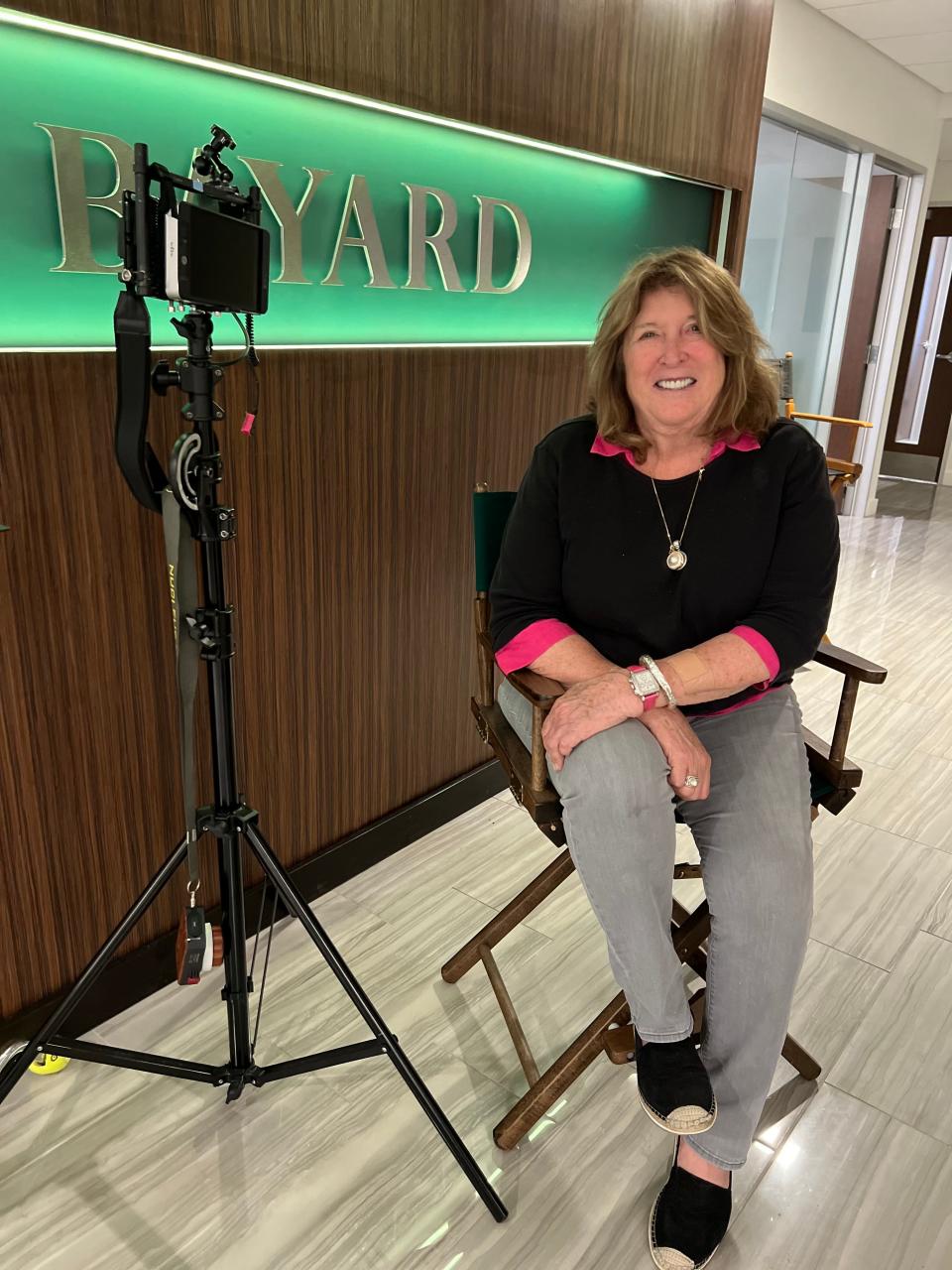 Charlene Davis on the final day of shooting her movie "Relative Control" at Wilmington's Bayard, P.A., the commercial law firm where Davis previously worked for more than 30 years. Davis wrote the film's script.