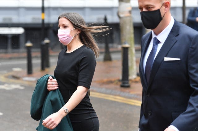 West Mercia Police Constables Benjamin Monk and Mary Ellen Bettley-Smith arrive at court