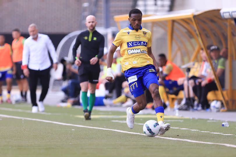 Eric Bocat in action for Sint Truiden in the Belgian top flight.