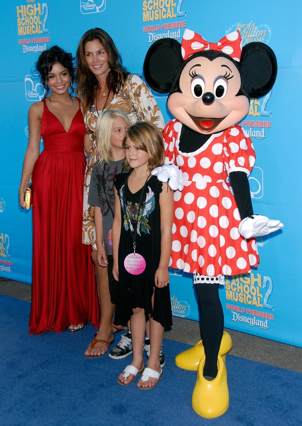 Actress Vanessa Anne Hudgens with actress/model Cindy Crawford and her children and Mini Mouse