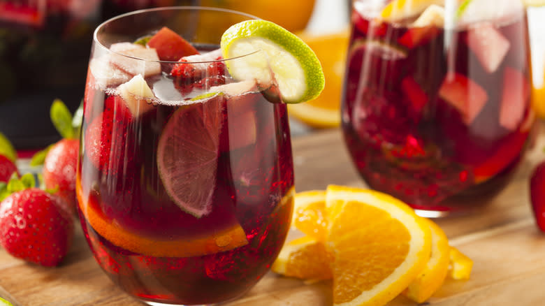 red sangria with fresh fruit