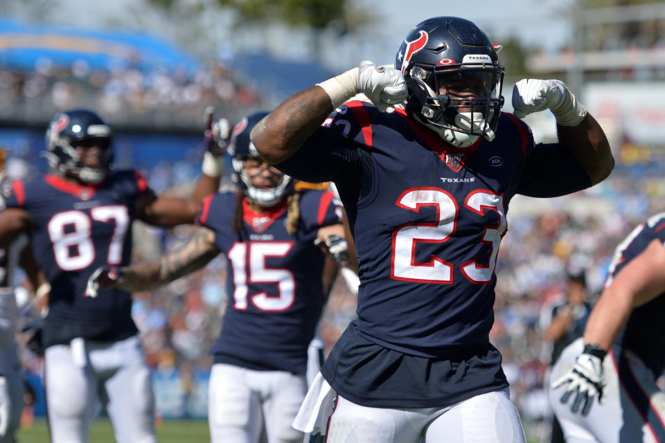 Houston Texans running back Carlos Hyde (23)