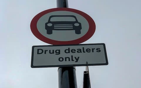 Drug related signs were put up by a group of artists - Credit: Triangle News/Weavers Community Action Group