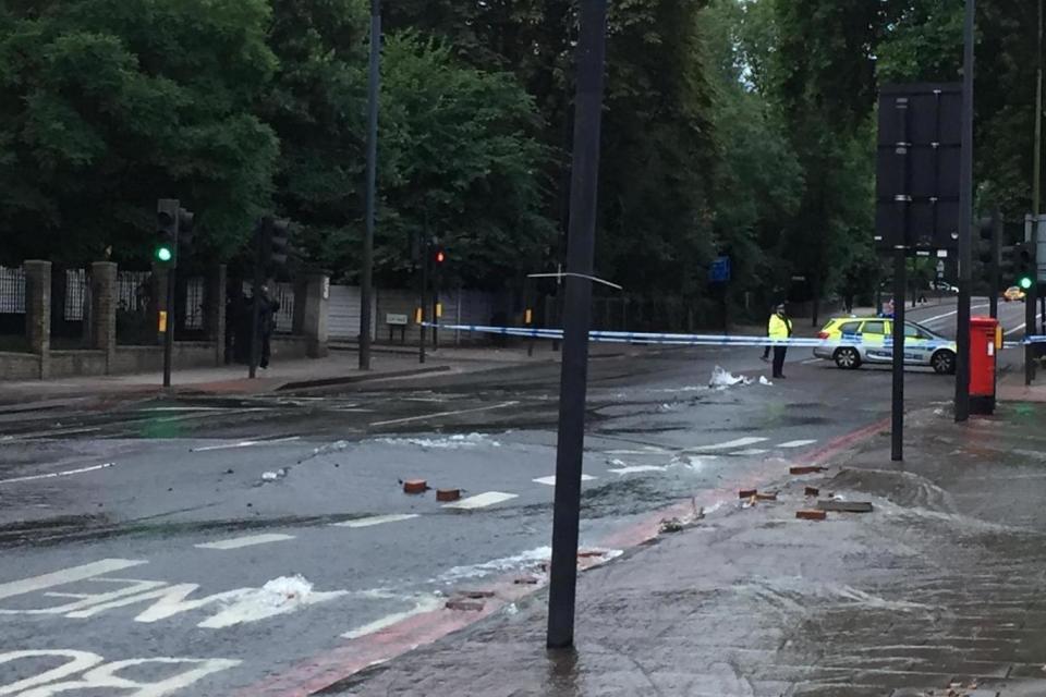 Disruption: The road remained closed off as rush-hour began