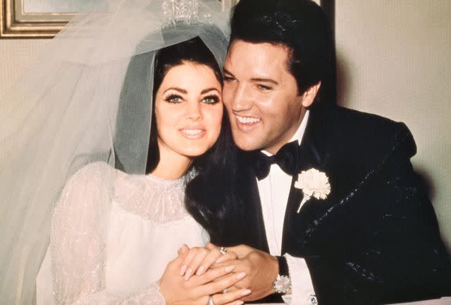 Getty Priscilla and Elvis Presley on their wedding day
