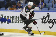 Arizona Coyotes' Phil Kessel (81) skates behind the net during the second period of an NHL hockey game against the Buffalo Sabres, Saturday, Oct. 16, 2021, in Buffalo, N.Y. (AP Photo/Jeffrey T. Barnes)