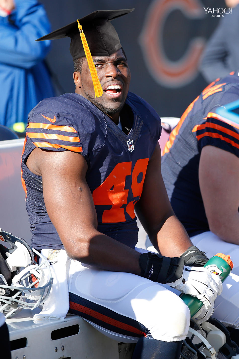 <p>Sam Acho graduated from the University of Texas with a 3.67 GPA. The Chicago Bears linebacker was named top scholar-athlete by the university during his senior year. </p>