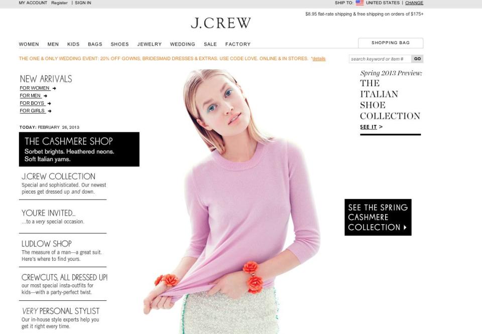 <a href="http://www.jcrew.com/index.jsp">JCrew.com</a>