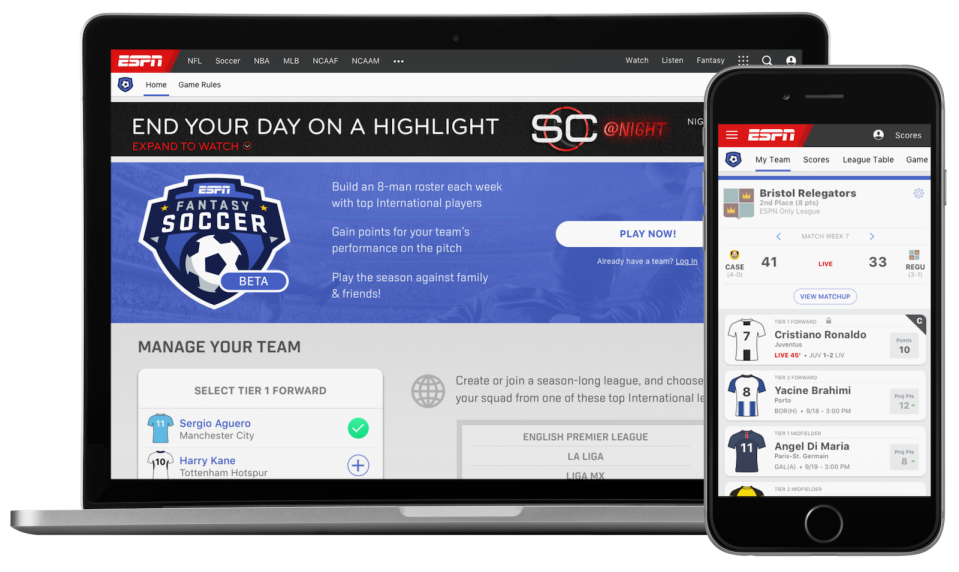 ESPN has launched a new global fantasy soccer game that will let soccer fans