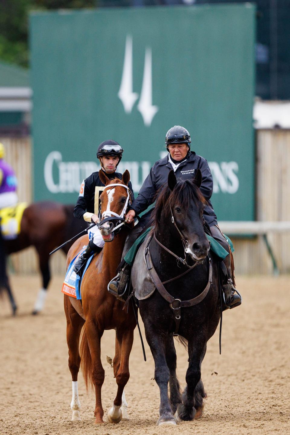Cyberknife with jockey Florent Geroux up during the post parade during the 148th Kentucky Derby on Saturday, May 7, 2022, at Churchill Downs in Louisville, Kentucky.