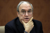 John O'Malley, special counsel for Archdiocese of Chicago, speaks during a news conference, Wednesday, March 20, 2019, in Chicago. Advocates for clergy abuse victims say their list of 395 priests or lay people in Illinois who have been publicly accused of sexually abusing children is far more extensive than the names already released by the state's six dioceses. The Archdiocese of Chicago says it already releases the names of every priest who's had a substantiated allegation against him and turns over the names of those accused to law enforcement. (AP Photo/Kiichiro Sato)