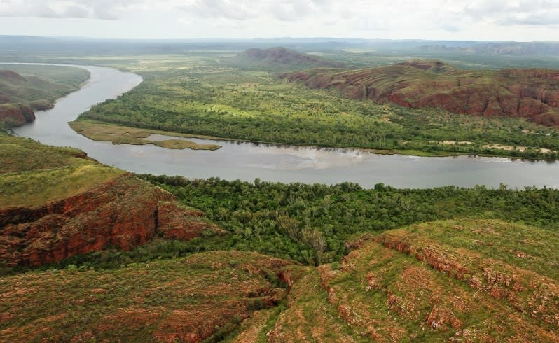 Aerial view of The Ord River in WA's Kimberly Region. Pic: Michael Wilson, WA News, 16th March 2010.